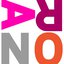 Logo featuring the letters A, R, N, O in pink, purple, gray, and orange, arranged in different directions.
