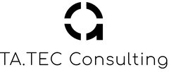 Logo von TA.TEC Consulting in schwarz und mit einem stilisierten großen schwarzen „Q“, welches aus vier Segmenten besteht.