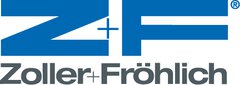 Das Logo von „Zoller + Fröhlich“ in grauer Schrift und mit den Initialen beider Namen in blau darüber.