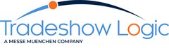 The Tradeshow Logic logo features a curved blue line and an orange dot above the text, with the tagline below.