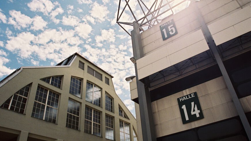 Exterior view of halls 14 and 15 of the former exhibition center