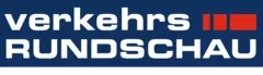 Logo with the text ‘verkehrs RUNDSCHAU’ on a blue background, with three red vertical bars to the right.