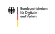 Logo of the Federal Ministry for Digital and Transport Affairs with the colours of the German flag and an eagle emblem.