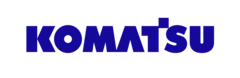 ‘KOMATSU’ logo in bold, sans serif dark purple letters on a transparent background.