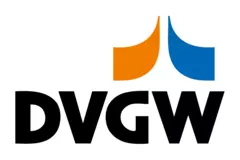 DVGW logo with stylized blue and orange shapes above bold black letters.