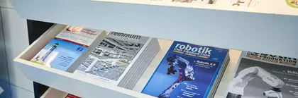 Trade journals on display