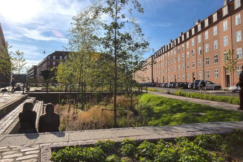 People use the green rainwater systems as a place to relax