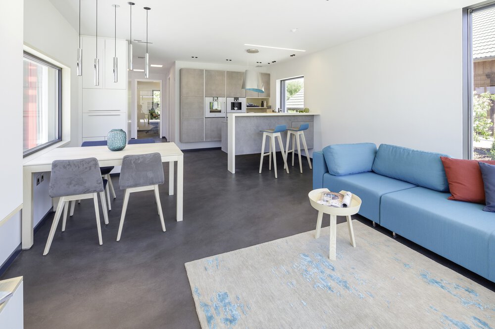 Wohnzimmer Küche Musterhaus LUXHAUS