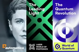 Symbolic image for the three trade fairs taking place in parallel: World of Quantum, Laser World of Photonics and automatica