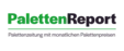 Green and black text logo for the Pallet Report with a slogan in a smaller font underneath: Pallet newspaper with monthly pallet prices.