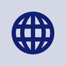 An illustration of a stylised globe consisting solely of a black circle, an ellipse, an axis and two horizontal lines.