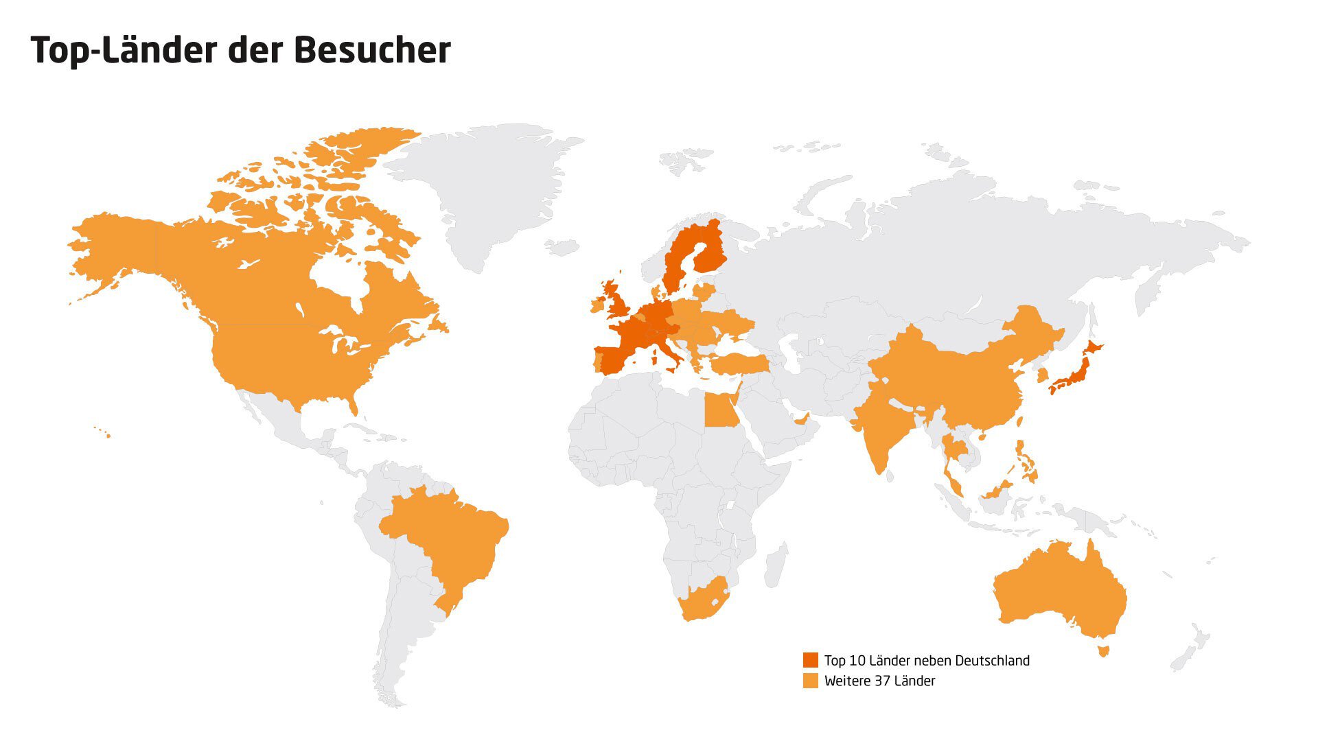 Weltkarte die zeigt, aus welchen Ländern die LOPEC Besucher kommen