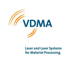 VDMA logo with orange arches and text: “Lasers and laser systems for material processing” below.