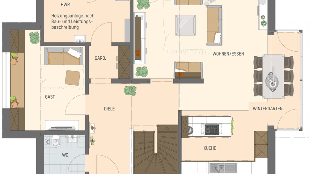 Grundriss Erdgeschoss Musterhaus FingerHaus GmbH 
