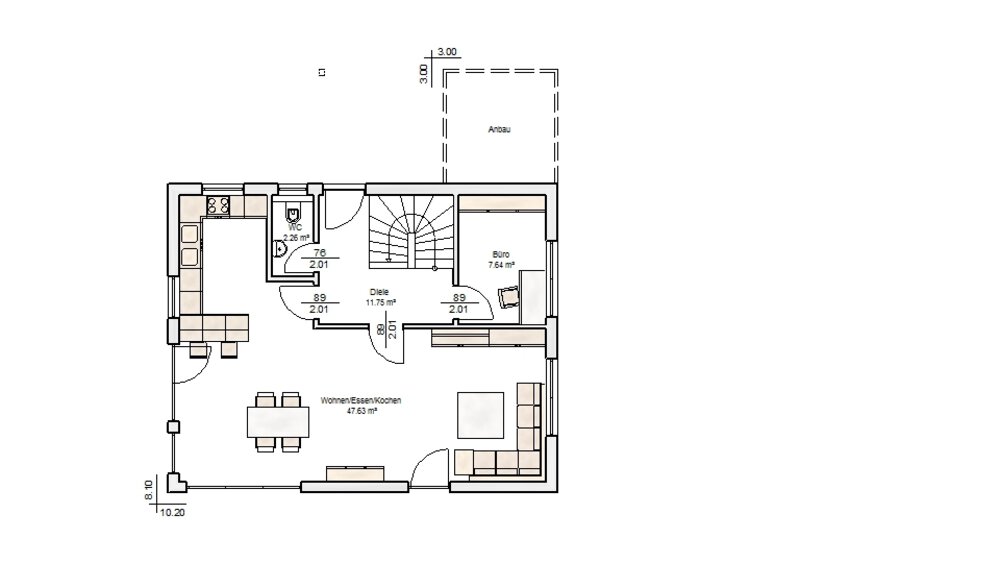 Grundriss Erdgeschoss Musterhaus Albert-Haus 
