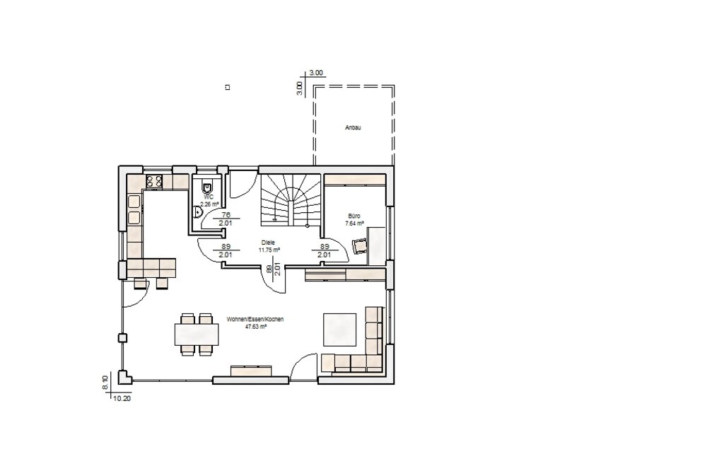 Grundriss Erdgeschoss Musterhaus Albert-Haus 