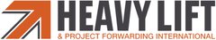 The logo of “HEAVY LIFT & PROJECT FORWARDING INTERNATIONAL” in grey and orange lettering with an orange arrow pointing upwards to the right in front of it.