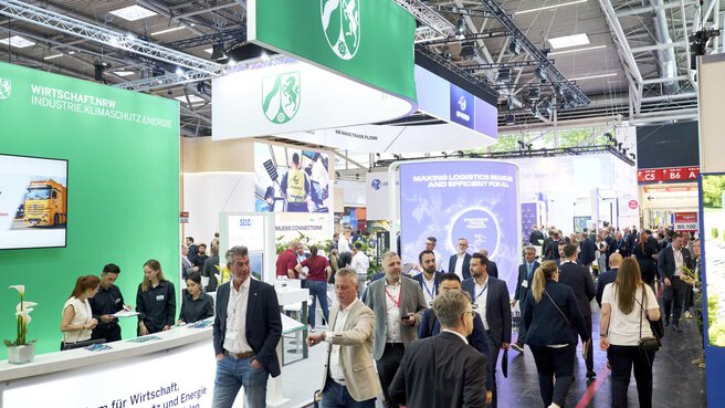 Overview of exhibition area B5 at transport logistic 2025 - center of innovative logistics solutions.