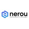Logo with the word “nerou” in black lettering with a blue symbol in front of it.
