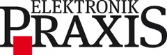 Logo für „Elektronik Praxis“, mit  einem roten Quadrat zwischen P und r.