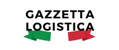 Text „Gazzetta Logistica“ mit grünen und roten Pfeilbändern darunter.