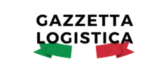 Text „Gazzetta Logistica“ mit grünen und roten Pfeilbändern darunter.