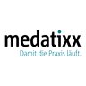  Logo mit dem Text medatixx über dem Schriftzug Damit die Praxis läuft, auf weißem Hintergrund.
