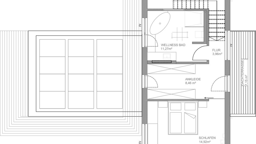 Grundriss Obergeschoss Musterhaus LUXHAUS 