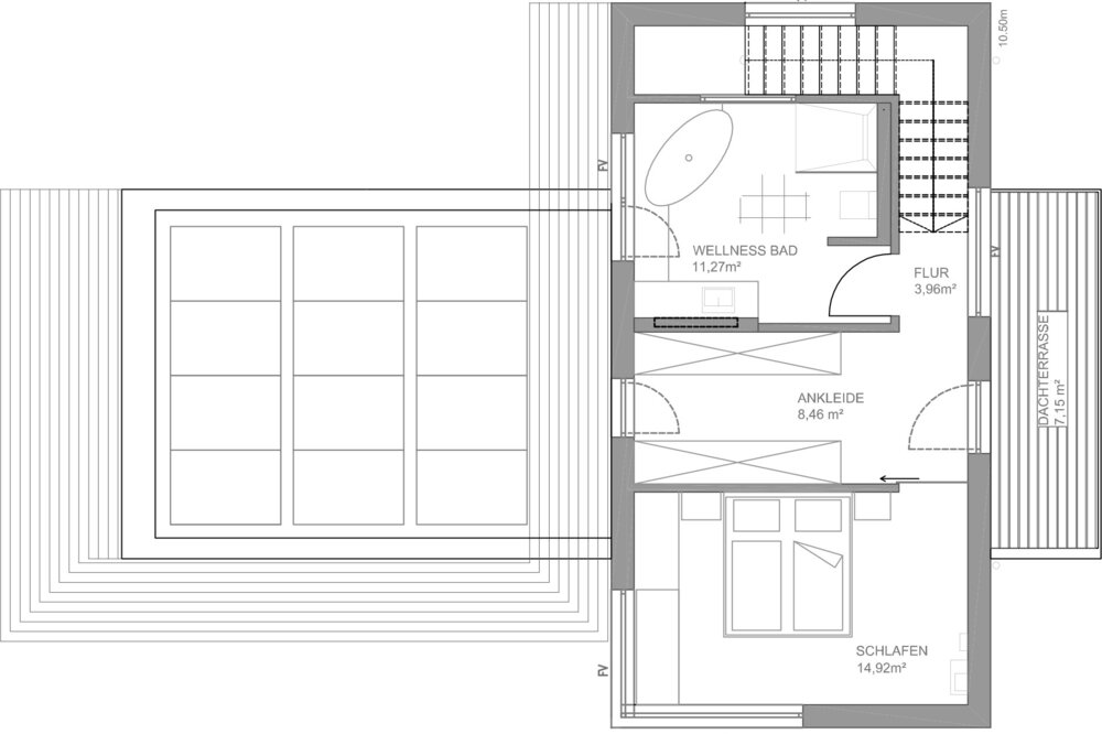 Grundriss Obergeschoss Musterhaus LUXHAUS 