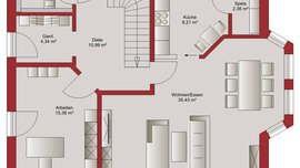 Grundriss EG Musterhaus MVS Ziegelbau GmbH 