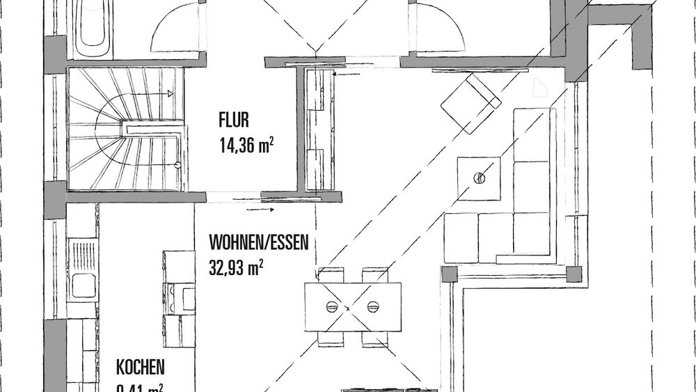 Grundriss Erdgeschoss Musterhaus CLARON von KAMPA GmbH 