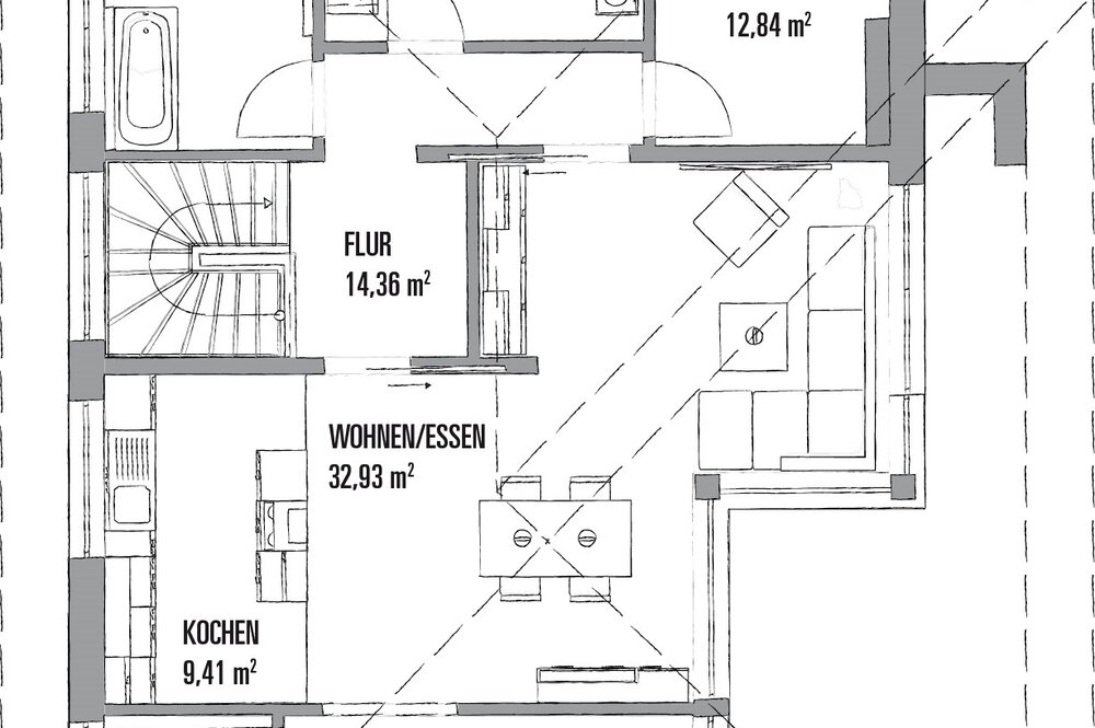 Grundriss Erdgeschoss Musterhaus CLARON von KAMPA GmbH 