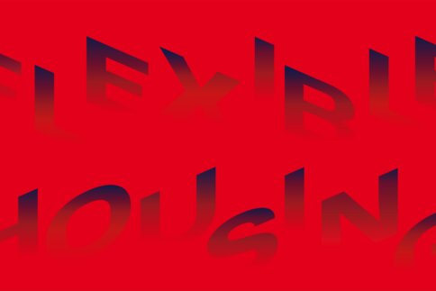 “Flexible Housing” lettering on a red background