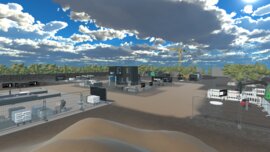 Virtuelle Gesamtansicht des bauma Messegeländes mit Ausstellungsflächen und Infrastruktur.