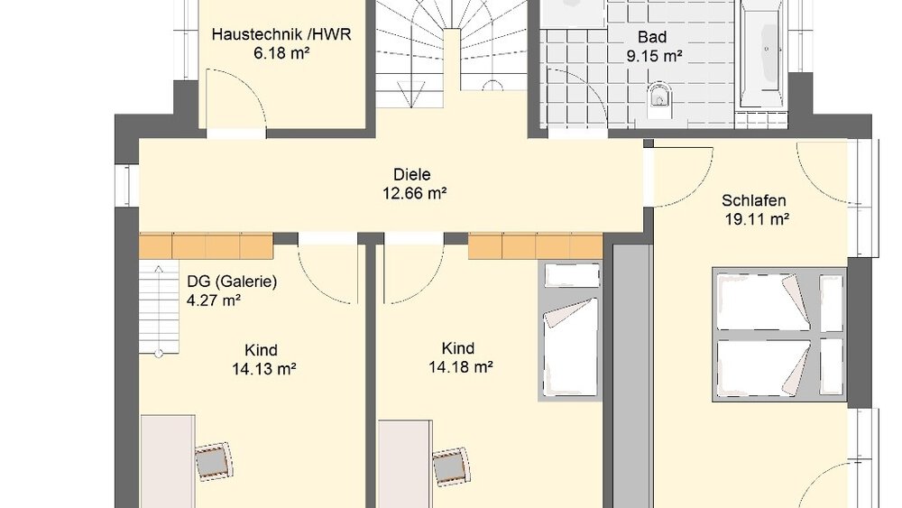 Grundriss Obergeschoss Musterhaus von invivo haus GmbH 