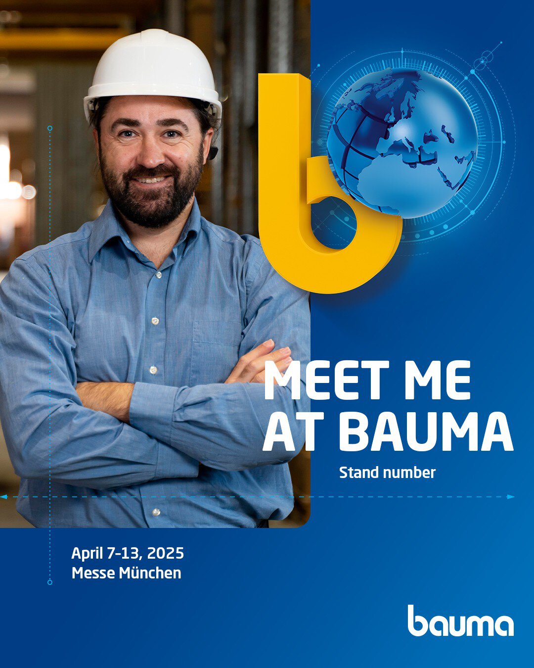 Werbebild für Meet me at bauma social media Filter.