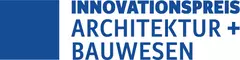 Blau-weißes Logo „INNOVATIONSPREIS ARCHITEKTUR + BAUWESEN“ mit einem blauen Quadrat auf der linken Seite.