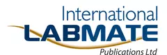 Logo ‘International LABMATE Publications Ltd’ in dark blue and black lettering with a curved arch in yellow and brown.