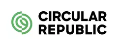 Logo mit grünem Kreisdesign, gefolgt von CIRCULAR REPUBLIC in fetten schwarzen Buchstaben.