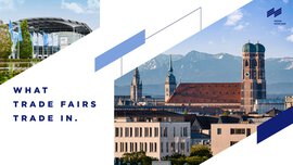 A modern exhibition centre and the Munich cityscape, accompanied by text from the 2026 Purchasing Power Report.