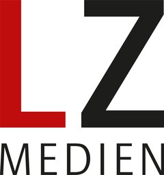 Logo mit großem roten „L“ und schwarzem „Z“ über dem Wort „MEDIEN“ in schwarzer Schrift.