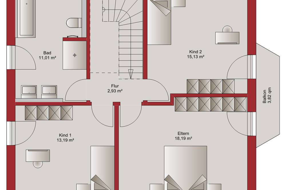 Grundriss OG Musterhaus MVS Ziegelbau GmbH 