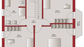 Grundriss OG Musterhaus MVS Ziegelbau GmbH 