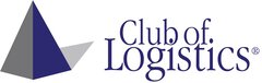 Logo des Club of Logistics mit einem blau-grauen Dreiecksdesign auf der linken Seite.