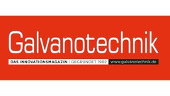 Red logo with white lettering “Galvanotechnik”, below in small letters “DAS INNOVATIONSMAGAZIN | GEGRÜNDET 1902” and “www.galvanotechnik.de”.