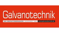 Rotes Logo mit weißer Schrift „Galvanotechnik“, darunter steht „DAS INNOVATIONSMAGAZIN“, „GEGRÜNDET 1902“ und „www.galvanotechnik.de“.