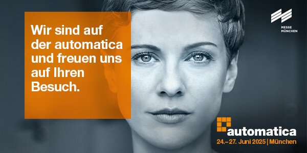Banner mit Keyvisual der automatica und dem Text: 