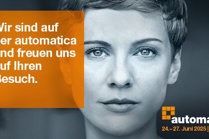Banner mit Keyvisual der automatica und dem Text: 