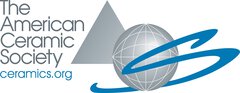 Logo of the American Ceramic Society with triangle, globe and blue swoosh. The text reads 