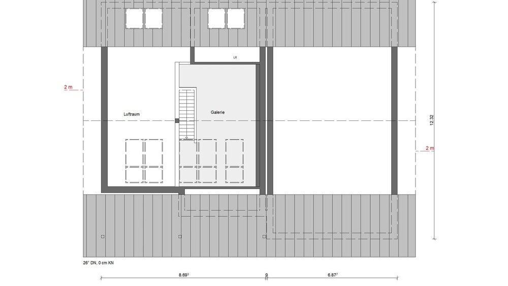 Blaupause für das Dachgeschoss von einem Musterhaus der Firma Schwörer Haus.